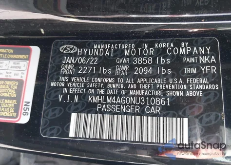 2022 Hyundai Elantra Sel from USA, damaged, VIN KMHLM4AG0NU310861